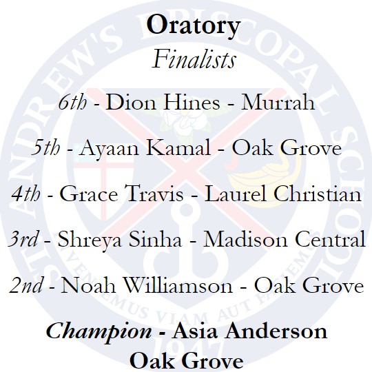 magnoliadebate's tweet photo. Saints Classic Results: Informative &amp; Oratory https://t.co/BMP0n5vxkM