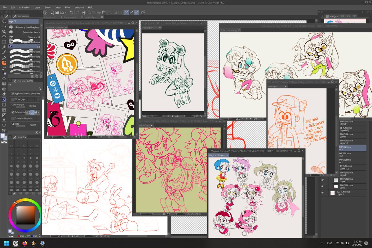 abel and i have been on the sakuracon artistalley waitlist for like 4 years and were finally going this year (both vaxxed) and im trying to decide which of these charm/print/sticker designs to scrap and which to continue/redo. opinions wanted :] 