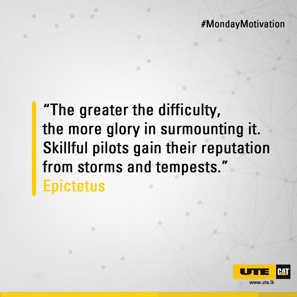 ute_cat's tweet photo. “The greater the difficulty, the more glory in surmounting it. Skillful pilots gain their reputation from storms and tempests.” - Epictetus
#mondaymotivation #letsdothework #utecat #srilanka https://t.co/Rx9q5F3ezs