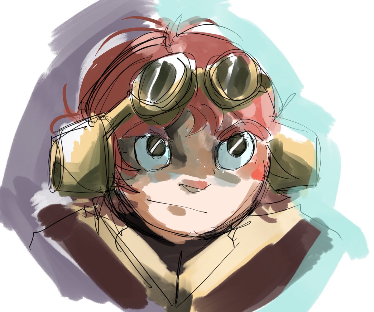 goggles solo goggles on head 1boy male focus red hair smile  illustration images