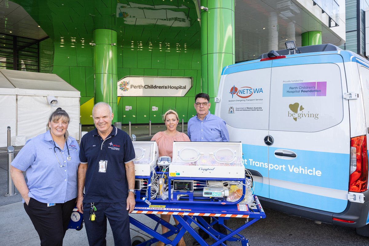 PCHFWA's tweet photo. We are so proud to help support the #NETSWA team by purchasing a brand new NETS Patient Transport Vehicle thanks to our partnership with 'be giving' and the generosity of our donor Rhonda Wyllie. This brand new vehicle will continue to help support our littlest patients.
#pchfwa https://t.co/hjk6waAltj