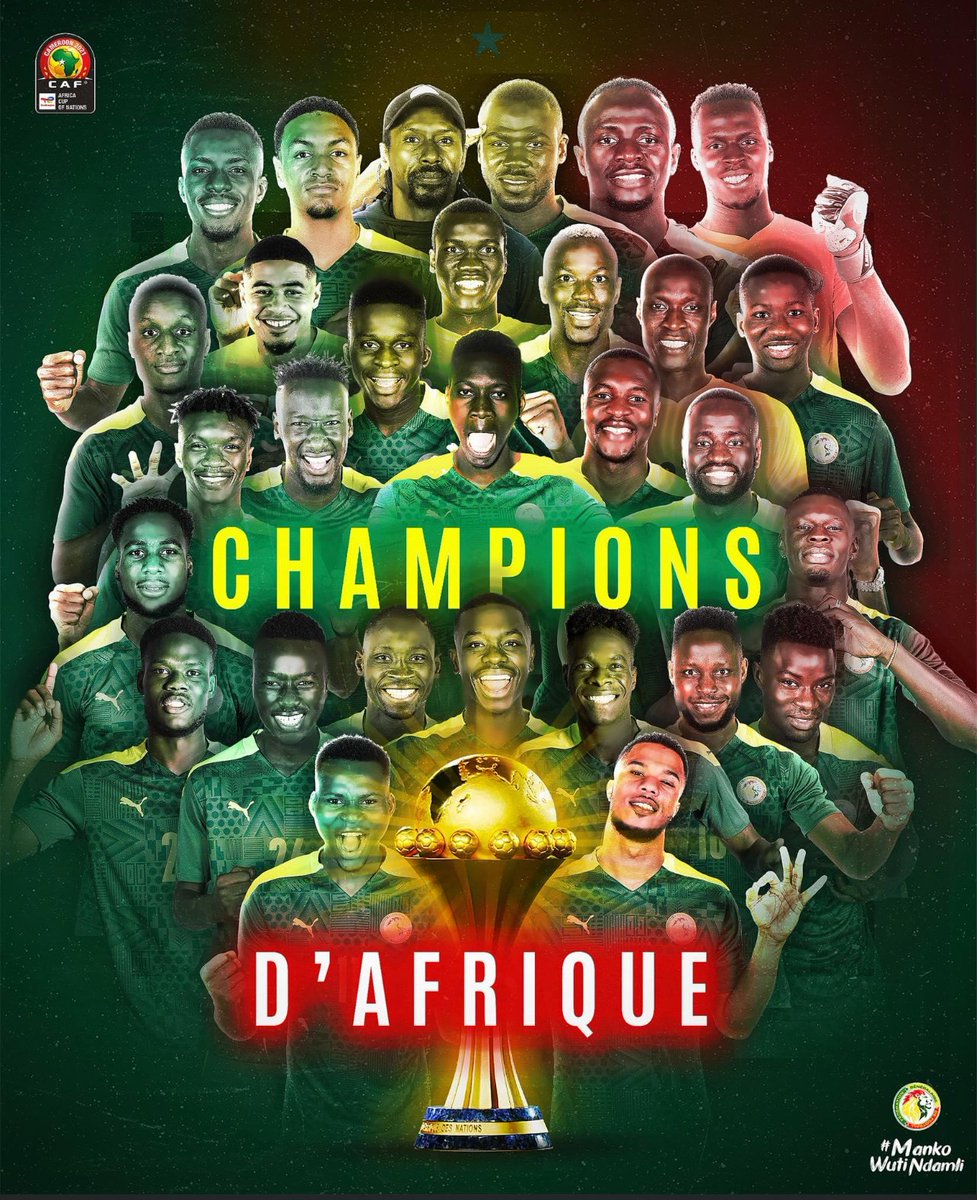 MeMoussaDIOP1's tweet photo. LIGGÈEY REK ! NDAM REK ! 💚🏆♥️ #TeamSenegal #TotalEnergiesAFCON2021 #kebetu https://t.co/zzAfuCPgu6