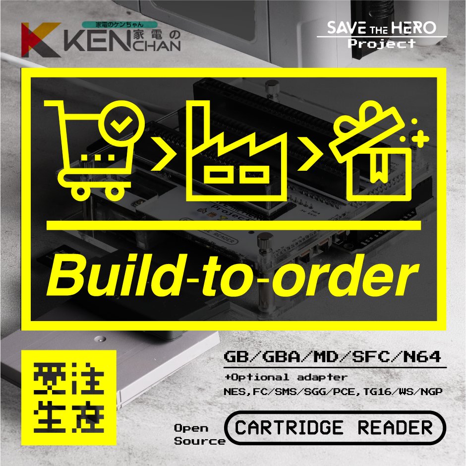 CartridgeReader's tweet photo. Save the Hero project
🌟Cartridge Reader🌟
🌛Tonight! - 今夜から
🏭受注生産開始‼️🧑🏭
⚠Sorry🥲 This time we will only ship to Japan.
Global sales this Spring!!🌸Stay tuned.
#Cartreader
#CartridgeReader
#SavetheHeroproject
#SaveHero https://t.co/OX4W5l9fUP