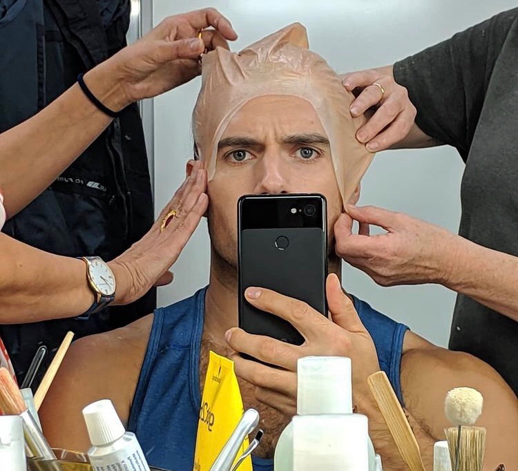 henry cavill and makeup chair selfies