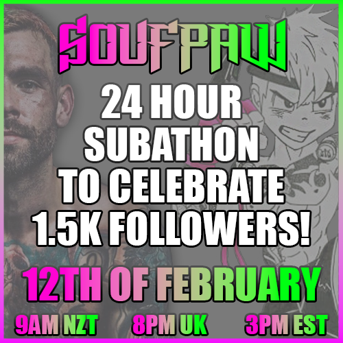 12th of Feb NZ, 11th Everywhere else! Swing through if ya can! All support is appreciated! Retweet the heck out of this <3  Final sub goal is walking out to "Tutturu" song in my next fight🤣💀

#twitch #TwitchStreamers #streaming #affiliate