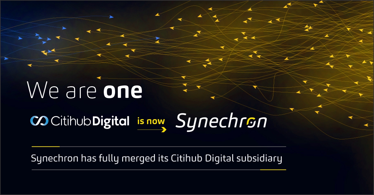 Synechron's tweet photo. We are so excited to announce…Citihub Digital, the NY and UK-based #technology consulting firm we acquired in October 2020 has now been fully integrated into the #Synechron family. Welcome everyone! Read the news here: https://t.co/5TtCzntTPa https://t.co/vG5udKvXuG