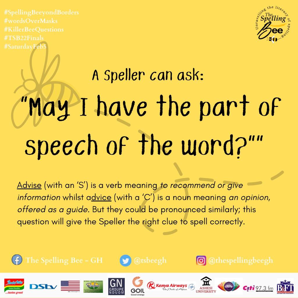 Channel1TVGHA's tweet photo. Shouldn't your 7-13 year old know this? Enrol them now at https://t.co/skBchKs5n8
#SpellingBeeyondBorders #WordsOverMasks #KillerBeeQuestions
#TSB22Finals
#February2022 https://t.co/yY3Dlp9bdN