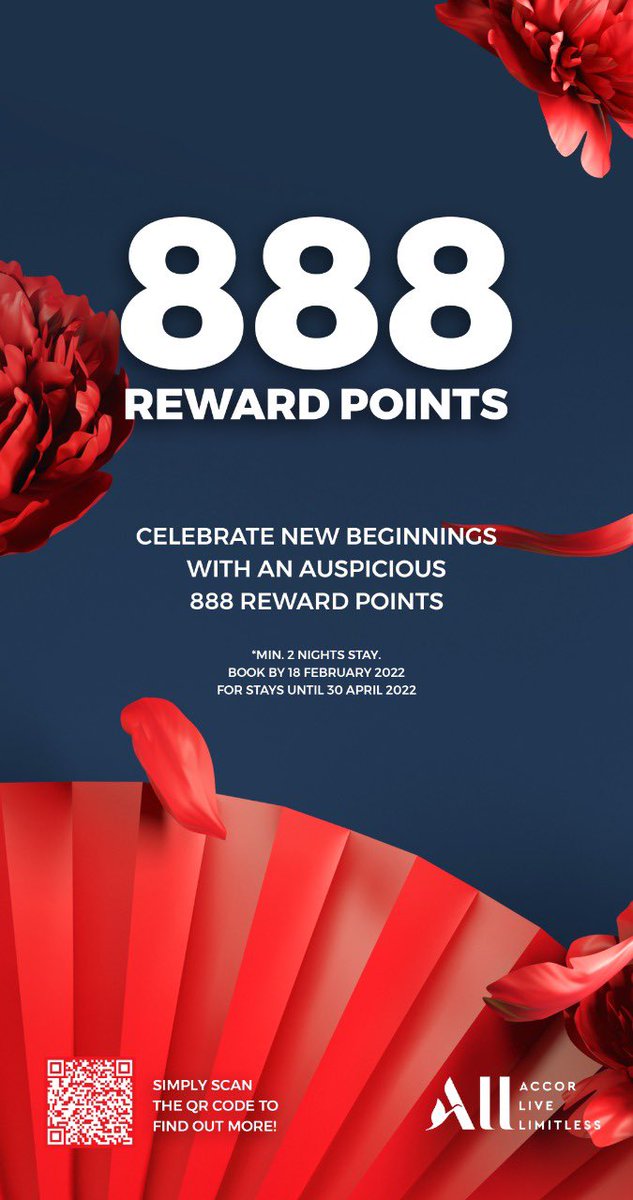 Celebrate New Beginnings with ALL - Accor Live Limitless. 

Enjoy an additional 888 additional Reward points this Lunar New Year along with our amazing stay offers. Grow your points balance and redeem for future stays! 

all.accor.com/loyalty-progra…