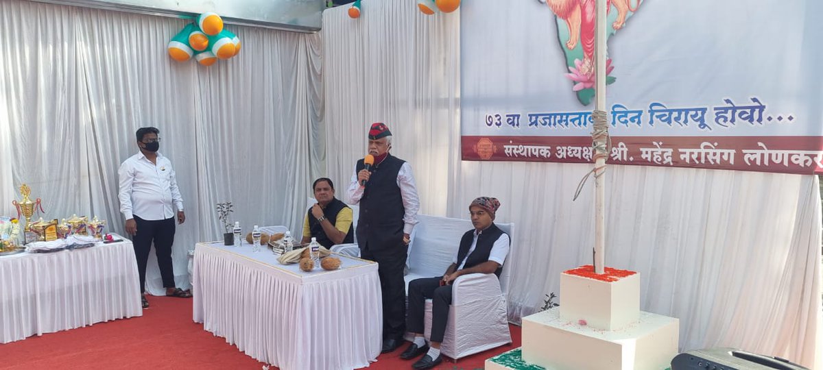 Vickypats66's tweet photo. #RepublicDay, A morning well spent.
Saluted the Tricolour.
Insisted a young child dressed as Soldier unfurls Tricolour along with me.
Exhort those present that it is #NationFirstAlwaysAndEveryTime.
Religion, Caste and Region are secondary.
@BJP4Maharashtra
@RSSorg https://t.co/9Unxf0ZV1R