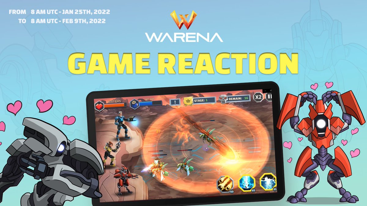 WarenaOfficial's tweet photo. WANNA JOIN IN OUR GAME REACTION‼️
Let's follow these steps:
1️⃣ Record your own reaction, or your friends or family’s reaction while playing the 2D game
2️⃣ Public your video to YouTube with #WarenaSurvival2D #2DWReaction #WReaction
3️⃣ Submit your video at https://t.co/xQ5LUdWw7o https://t.co/Rs76tndYT9
