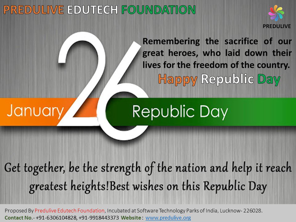 PreduliveF's tweet photo. Freedom in mind, strength in words, purity in our blood, pride in our soul, passion in our hearts, let's salute our India on Republic Day.
Team @PreduliveF wishes you all a very Happy Republic Day!
#proudindian #republicdayindia #predulive #republicday2022 #ProudIndian https://t.co/n6N7zmh7LB