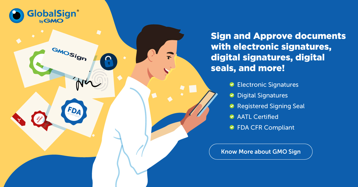 GlobalSignAPAC's tweet photo. Most #ElectronicSignatures are not legally compliant with different regulations & legislations around the world. #GMOSign lets you sign with electronic signatures, legally binding #DigitalSignatures, and more!
Learn more here: https://t.co/89yleN0GEZ
#PKI #InformationSecurity https://t.co/ur6s0P2dnU