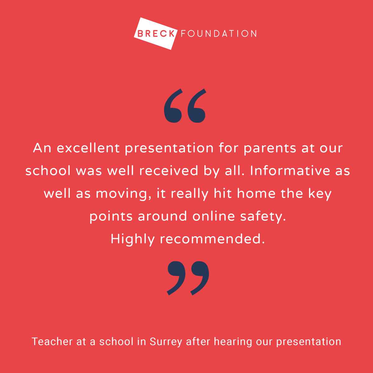 BreckFound's tweet photo. It's always fantastic to be invited back to schools we've visited before - like the one in this testimonial. If you are thinking about booking one of our talks for your school please get in touch.
 #SchoolTalks #OnlineSafety #SchoolPresentations #Reviews#Testimonials #BrecksStory https://t.co/LgwBAAIfv8