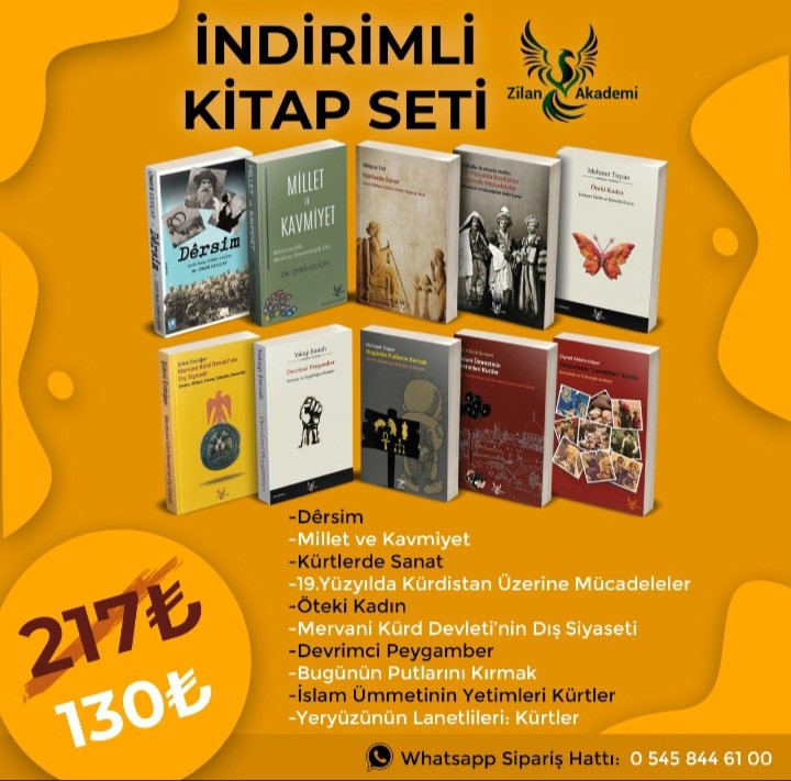ZilanAkademiYay's tweet photo. Kürt yayıncılığın zor süreçler yaşadığı bir zamanda yeni çalışmaların hazırlanması adına bir set alarak Zilan Akademi Yayınlarına katkıda bulunabilirsiniz. Bu kampanyaya paylaşarakta destek olabilirsiniz.

Whatsapp Sipariş için: 0545 844 61 00 https://t.co/7YeZVohGEf