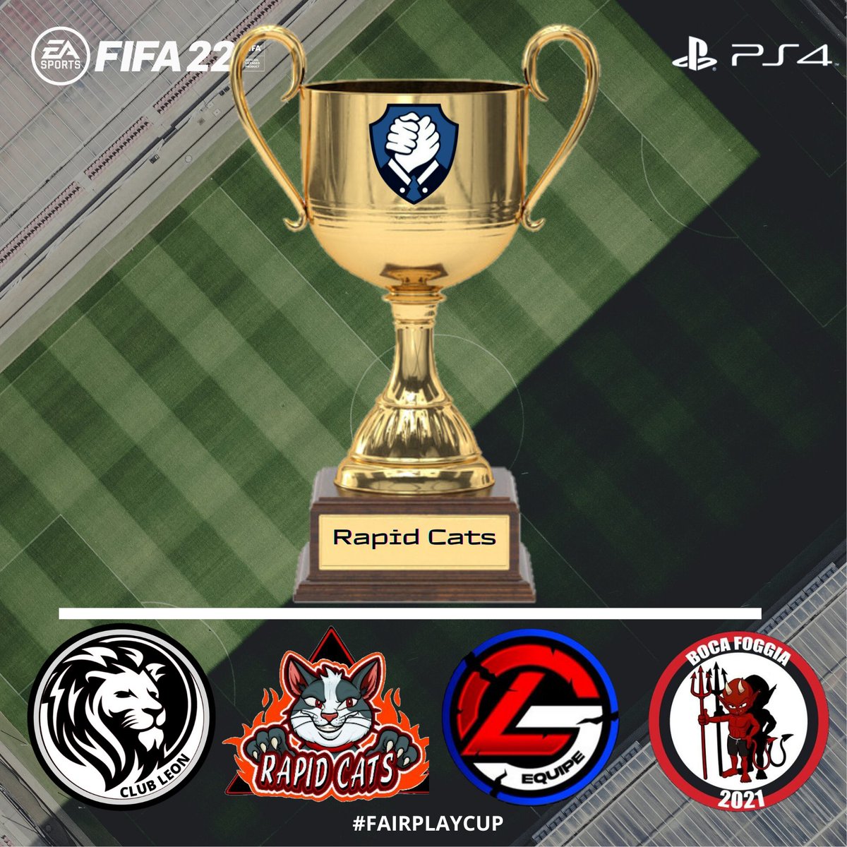 Il trofeo della Fair Play Cup viene assegnato ai <a href="/RapidCatsPClub/">RAPID CATS</a>.
•
Ringraziamo i club che hanno aderito a questo quadrangolare e per la bella serata, tra bug e giocatori crashati 😅, passata insieme. Grazie 🙏

#Respect #FairPlayCup 🤝
