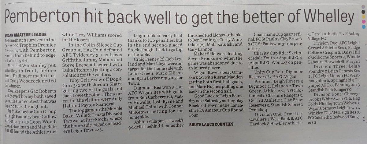 The Dave Orrell Wigan & District Amateur League tweet media