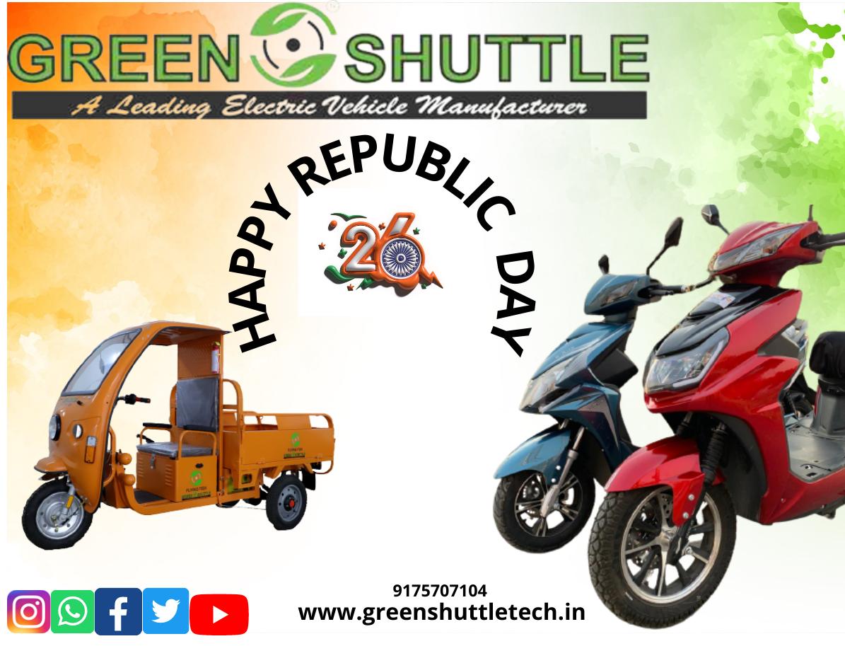 ShuttleLtd's tweet photo. Happy Republic Day to all the citizens 🇮🇳

#gogreen💚 #Goelectric #GreenShuttleTechnology #republicday2022 https://t.co/8kRKSZ74q3