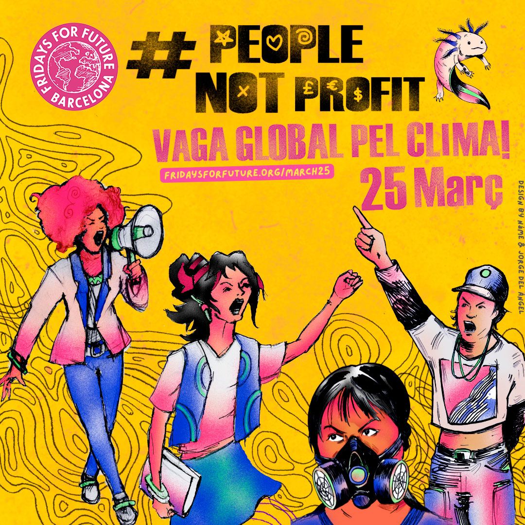 f4f_barcelona's tweet photo. 📢 EL 25 DE MARÇ FAREM VAGA PER LA JUSTICIA I LES REPARACIONS CLIMÀTIQUES!📢

Uneix-te a la Vaga Global Pel Clima per exigir a polítics i líders mundials que prioritzin #PeopleNotProfit !! 🗣️

Si en vols saber més: https://t.co/SspPwr1nea

#FridaysForFuture https://t.co/Ix65dCaqrv