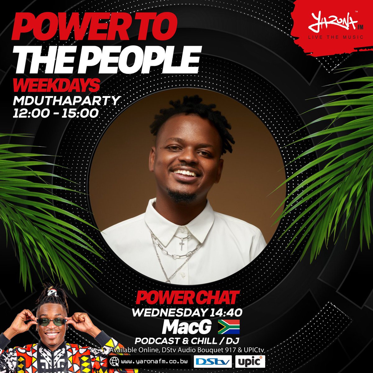 thapartypapi's tweet photo. Hosting the DJ with the Biggest Podcast In The World @MacGUnleashed on #PowerToThePeople exclusive to @TheRealYaronaFM @ 14:40 CAT 🔥⚡💯
📲Whatsapp: +26774751545
📲SMS: 16106
☎️Studio Line: +2673911066
🖥 DStv Ch917
🖥 UPICtv
🌐https://t.co/6SJB6NT77H https://t.co/1lS9LuqQ1d https://t.co/KukkiChdH3