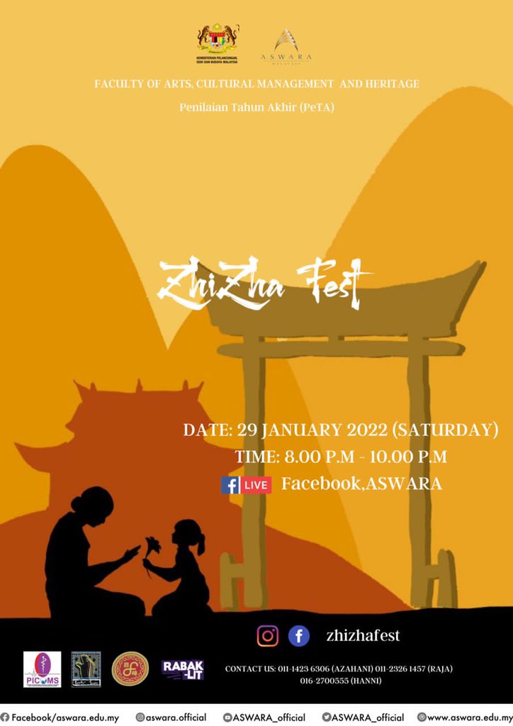 rabaklit's tweet photo. Hello Everyone,
You are invited to Zhizha Fest
📅 29th January 2022
⏱ 8.00 P.M - 10.00 P.M
📍 Facebook, ASWARA
Zhizha Fest is an online show which aims to promote traditional art Zhizha as a dynamic form of art (performance tool and decoration)
#ZhizhaFest #RabakLit https://t.co/KHt1P9Pn6T