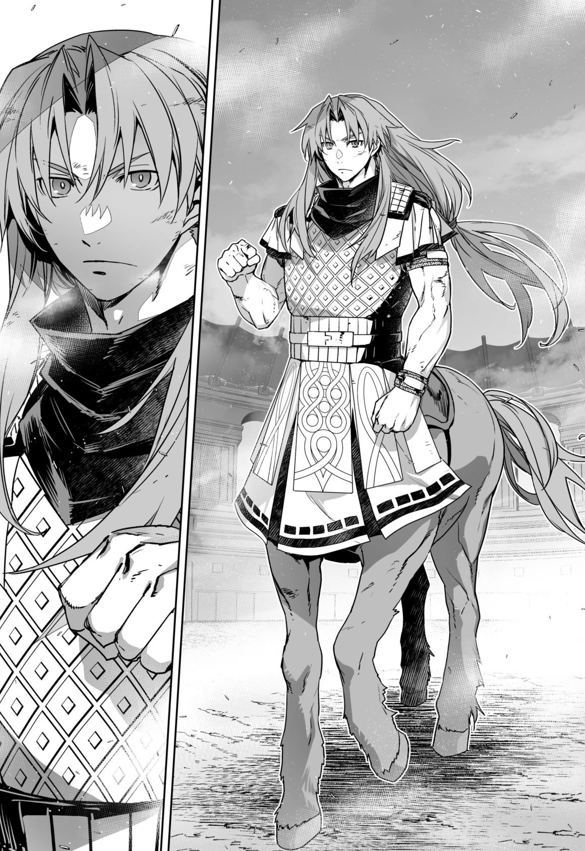 石田あきら アポクリファ漫画連載中 1 26発売のコンプエース3月号にfate Apocryphaコミカライズ57話が掲載されています アキレウスの宝具で1対1の闘技場に立ったケイローンは自らの真の姿に戻る ギリシャ最速の英雄と 半人半馬の神にして賢者ケイローン