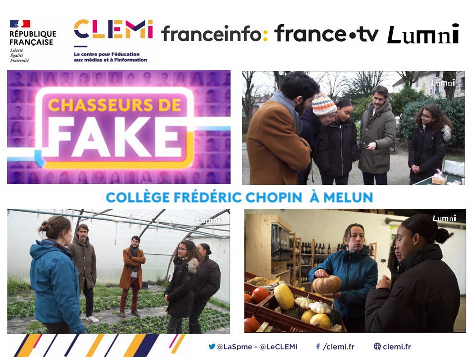 LeCLEMI's tweet photo. Nouvel épisode de #ChasseursDeFake. Les élèves du collège Frédéric Chopin de @VilleMelun @AcCreteil accompagnés de @JulienPain et de leur enseignant mènent leurs investigations pour apprendre à vérifier les infos sur notre alimentation. #ÉducMédiasInfo
➡️https://t.co/joiPheeJ7I https://t.co/w5L20vXiww