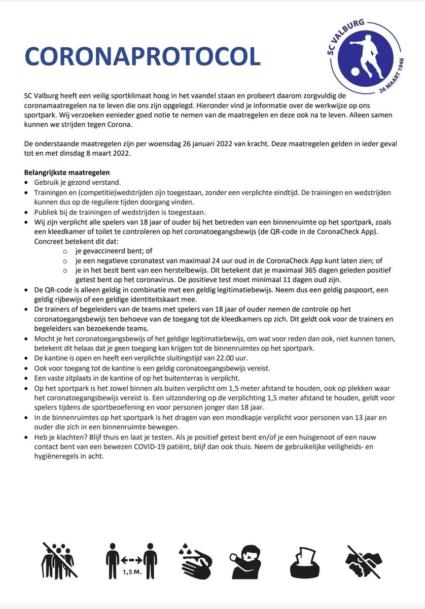 Er kunnen weer wedstrijden gespeeld worden en publiek is welkom! Dat alles en meer lees je in het nieuwe coronaprotocol 🦠