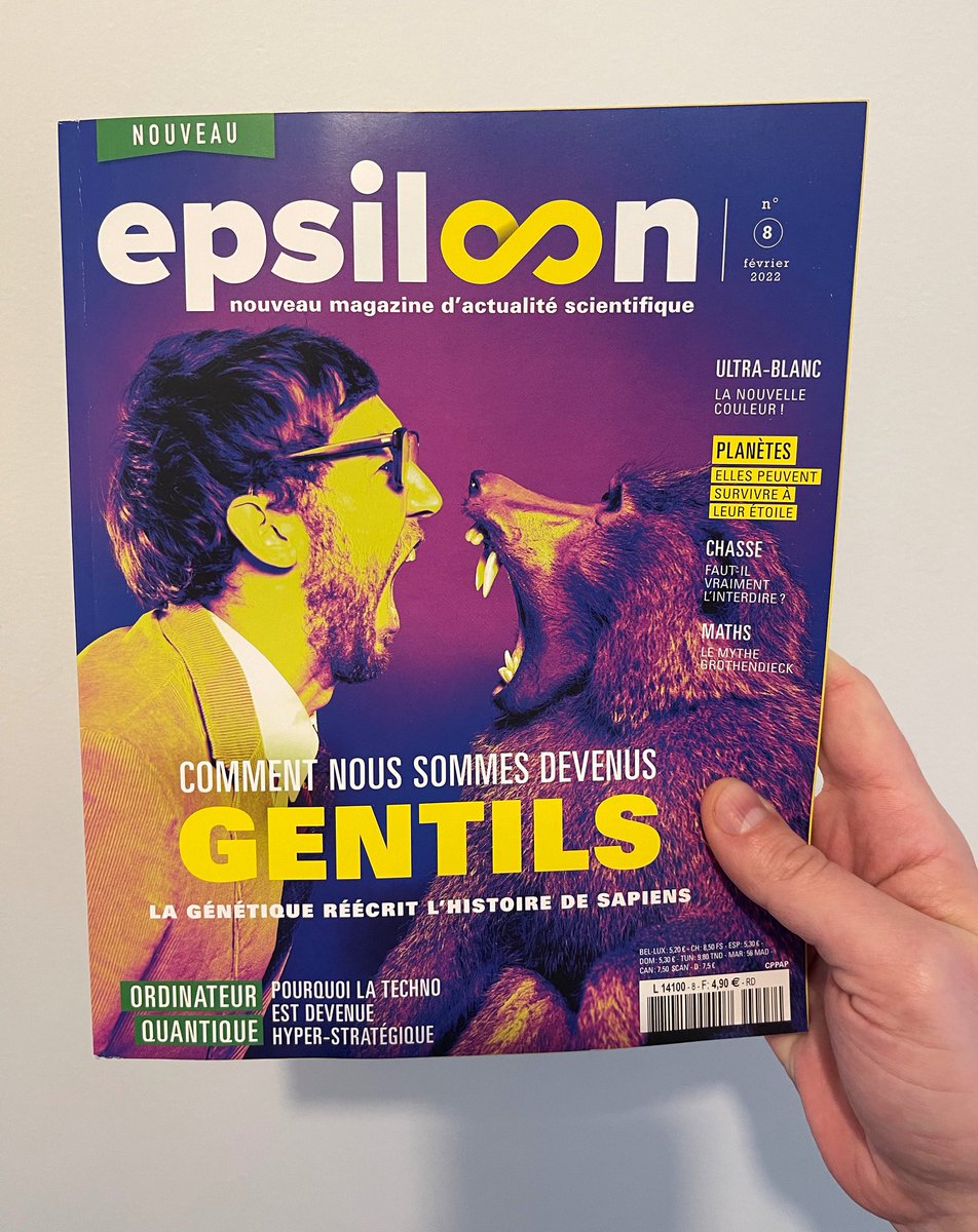 Epsiloon_mag's tweet photo. Ça y est : Epsiloon #8 est en kiosque ! En Une : "Comment nous sommes devenus gentils" (si si ! vous verrez) Mais aussi, notre enquête sur l'ordinateur quantique, le casse-tête de la légalisation du cannabis, des crapauds cannibales, des planètes survivantes… 
📸 @MathieuFlex https://t.co/Z2klOjPO0h