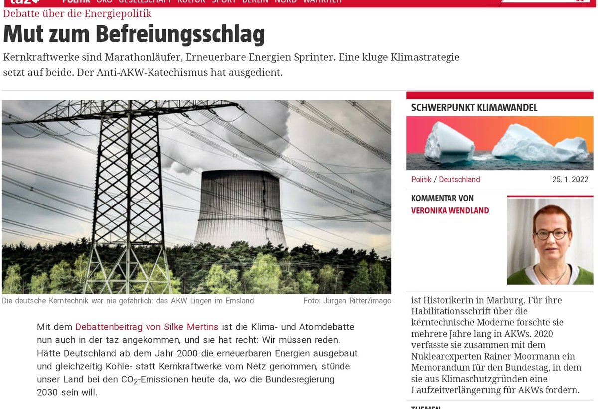 jdoeschner's tweet photo. Verbrämt als "Debattenbeitrag" gibt die @tazgezwitscher #Atomkraft-Wirrköpfen Raum, deren Ziel &amp; Wirkung allein darin besteht, Verwirrung zu stiften und so #Klimaschutz auszubremsen - Leute wie Wendland übernehmen heute die Rolle d inzwischen isolierten Klimaleugner. Traurig. https://t.co/zPxFrSggSH