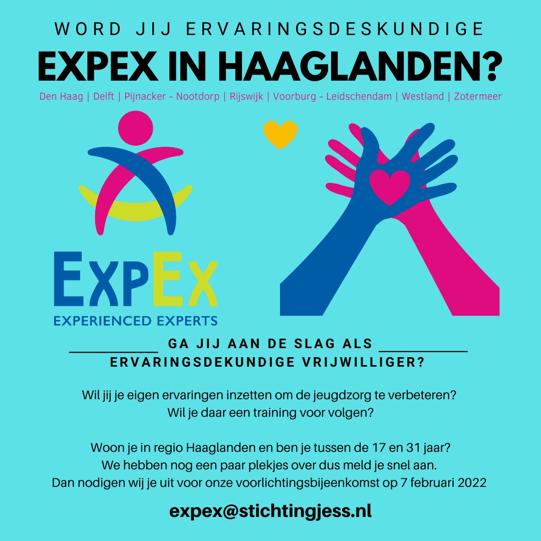 surfsab's tweet photo. Kom jij als ervaringsdeskundige vrijwilliger ExpEx versterken? Ben je tussen de 17 en 31 jaar? Let's go naar liefdevolle jeugdzorg! #jeugdzorg #expex #ervaringsdeskundigheid #ervaringsdeskundige #liefdevol https://t.co/aiBnCPgNTE