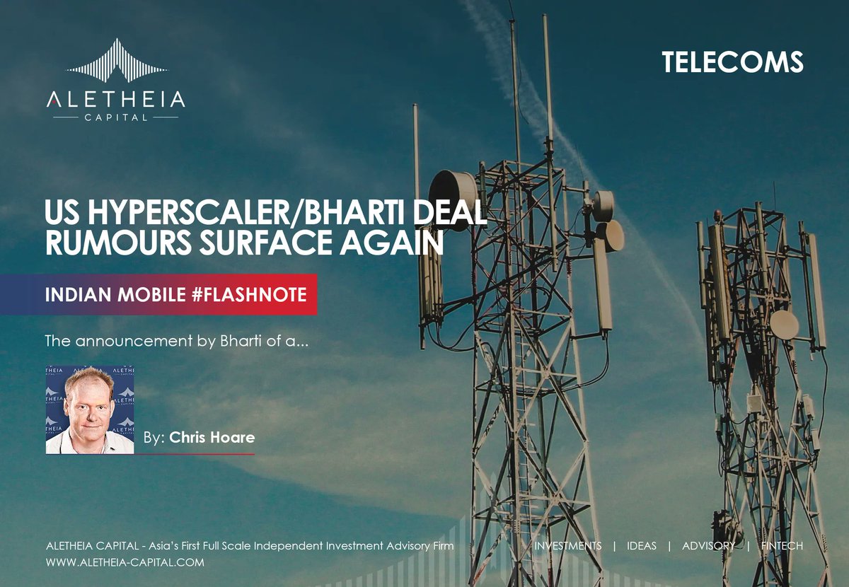 AletheiaCapital's tweet image. Telecom | Indian Mobile - Chris Hoare

US Hyperscaler/Bharti deal rumours surface again #FlashNote

Read full story here: buff.ly/3AvYdto

#investments #advisory #ideas #fintech #InYourCorner