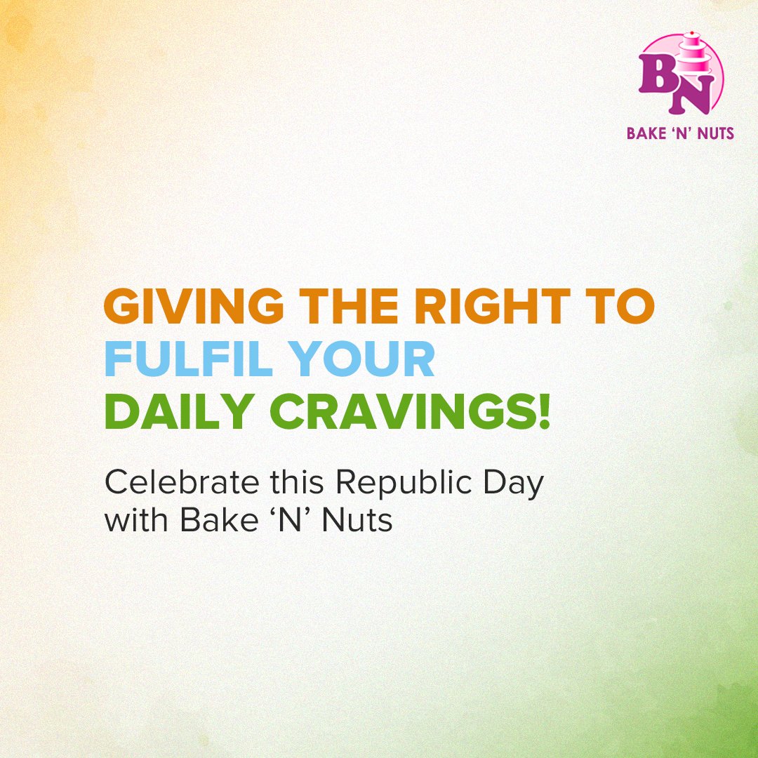 BakeNNuts's tweet photo. Adding the layers of sweetness for the nation, day by day. Let’s have a heart filled with patriotism and a mouth filled with the sweet taste of victory. It's time to celebrate Republic Day with Bake N Nuts.
#bakennuts #republicdayindia #righttoquality #cravingssatisfied #republic https://t.co/7KuwuZEuZ9