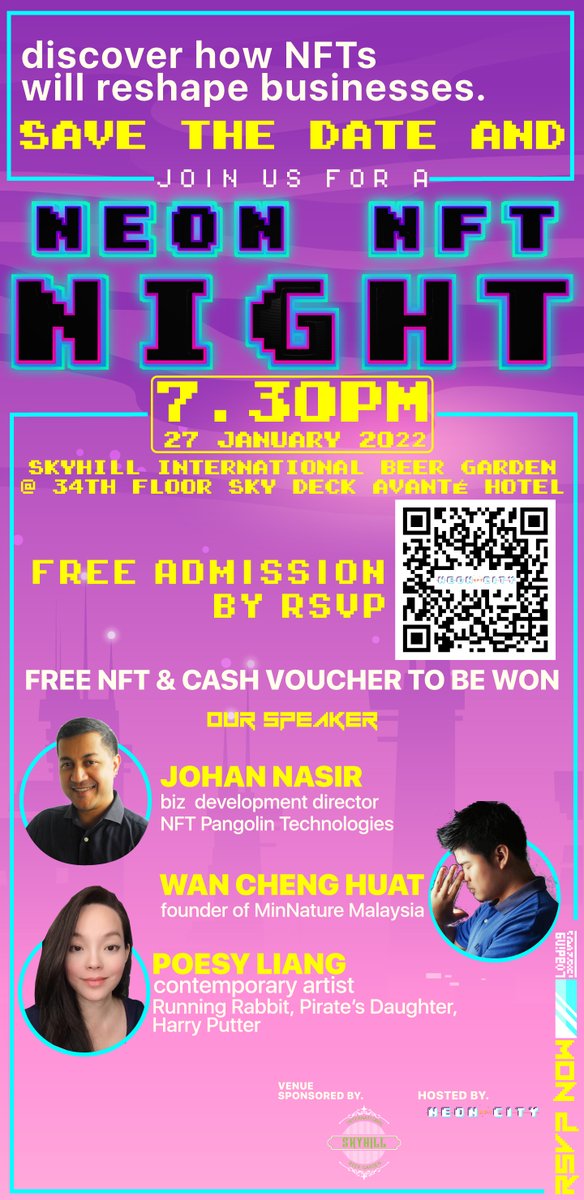 Happening in 2 days, get RSVP now ! Free NFT will be airdropped to all attendees! 

You may also find us in the metaverse of the @Asiaverseworld building 👉🏻rb.gy/ofhzh7

#NFTartists #NFTs