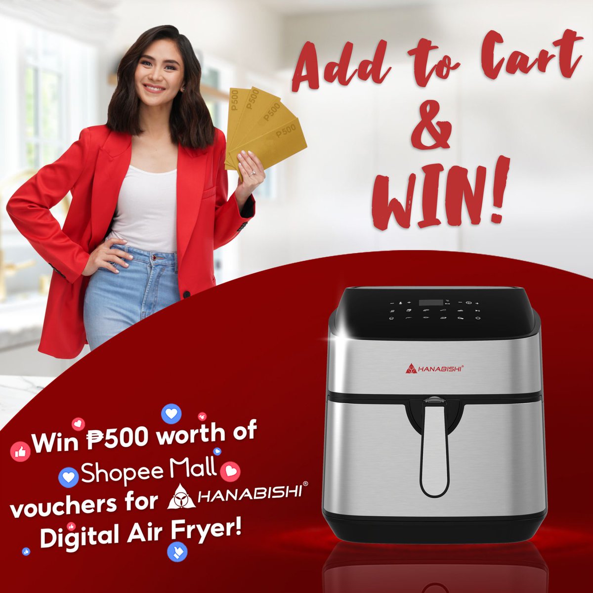 MyHanabishi's tweet photo. Ngayong bagong taon, dapat bagong #Kapartner din sa kusina! Chance mo na ito magkaroon ng Hanabishi Digital Air Fryer!

May mga Kapartner ang mananalo ng Php 500 worth of vouchers. Join at Hanabishi Official Facebook page. https://t.co/V0YOz2BKel
