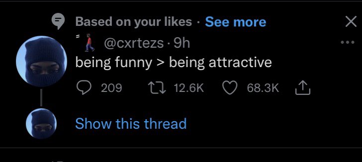 Dmack35326's tweet photo. “Based on your likes” yeah I know I’m ugly thanks https://t.co/3QkfjNfqjf