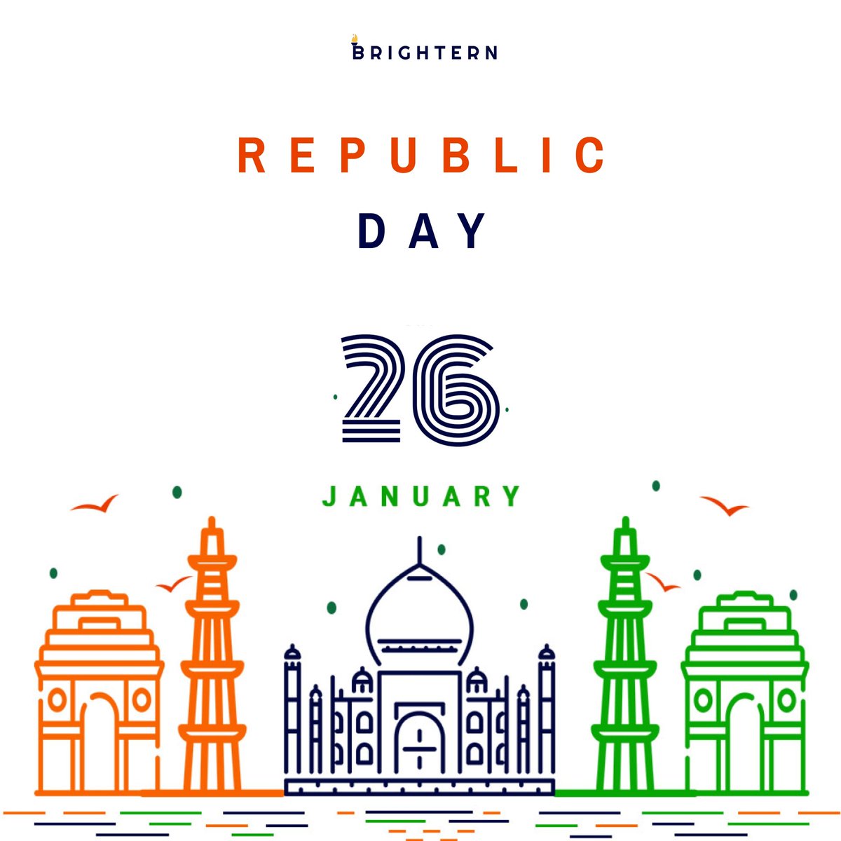 Brightern3's tweet photo. Celebrate the spirit of Indian Republic. Let's cherish the values of our constitution. Wishing you a Happy Republic Day!

#RepublicDay #JaiHind 🇮🇳

#brightern #internships #fresherjobs #jobs https://t.co/exUjpVBksi