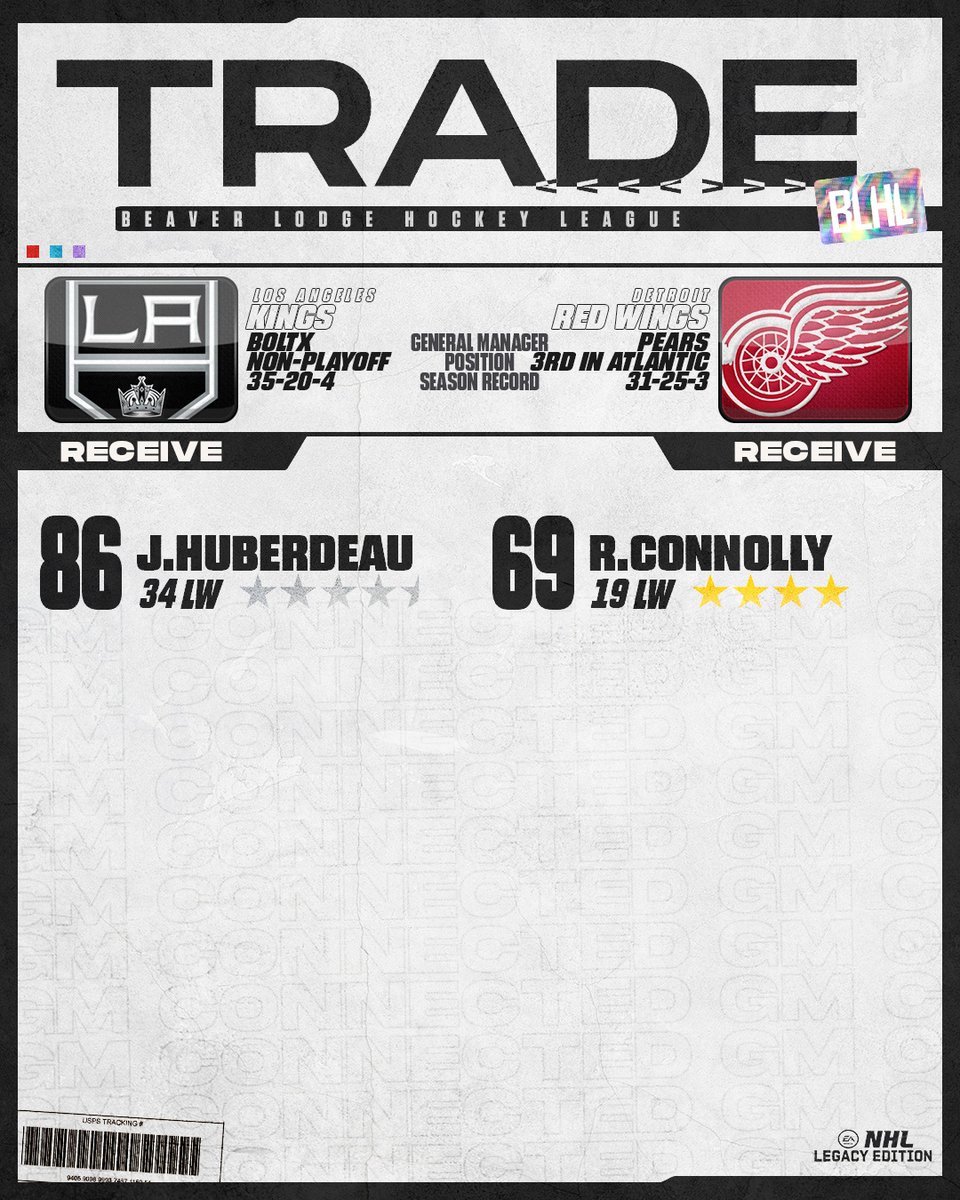 theBLHL's tweet photo. ↔️TRADE↔️ Red Wings (Pears) continue their rebuild with three trades at this season's deadline. Vets Skinner, Huberdeau, and Scheifele have been traded for picks and prospects.⁠ #GMConnected
⁠
🕙Deadline is tomorrow at 11EST⁠ https://t.co/rk0879kvRL
