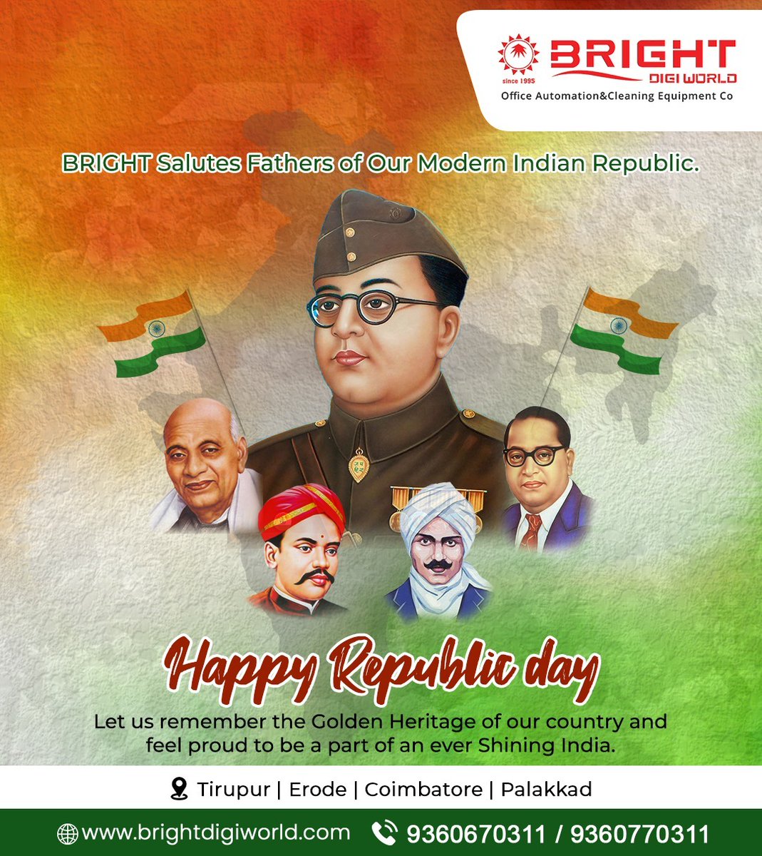 brightdigiworld's tweet photo. Happy Republic Day! We should all feel Proud and Happy to be born in a Great Country India. #republicday #republicday2022 https://t.co/gc6seaCf1I