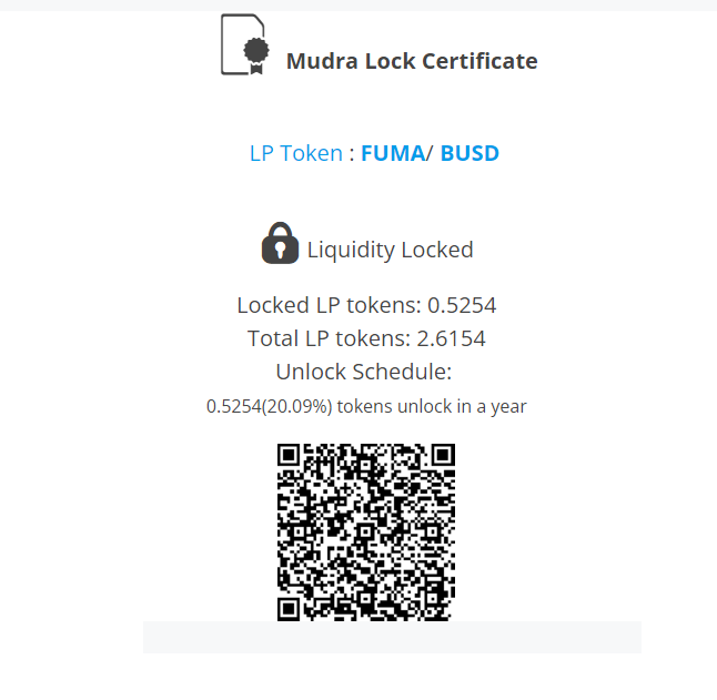 fumafinance's tweet photo. PancakeSwap Liquidity (New FUMA) is Locked for 1 year https://t.co/KjZbC09fCe