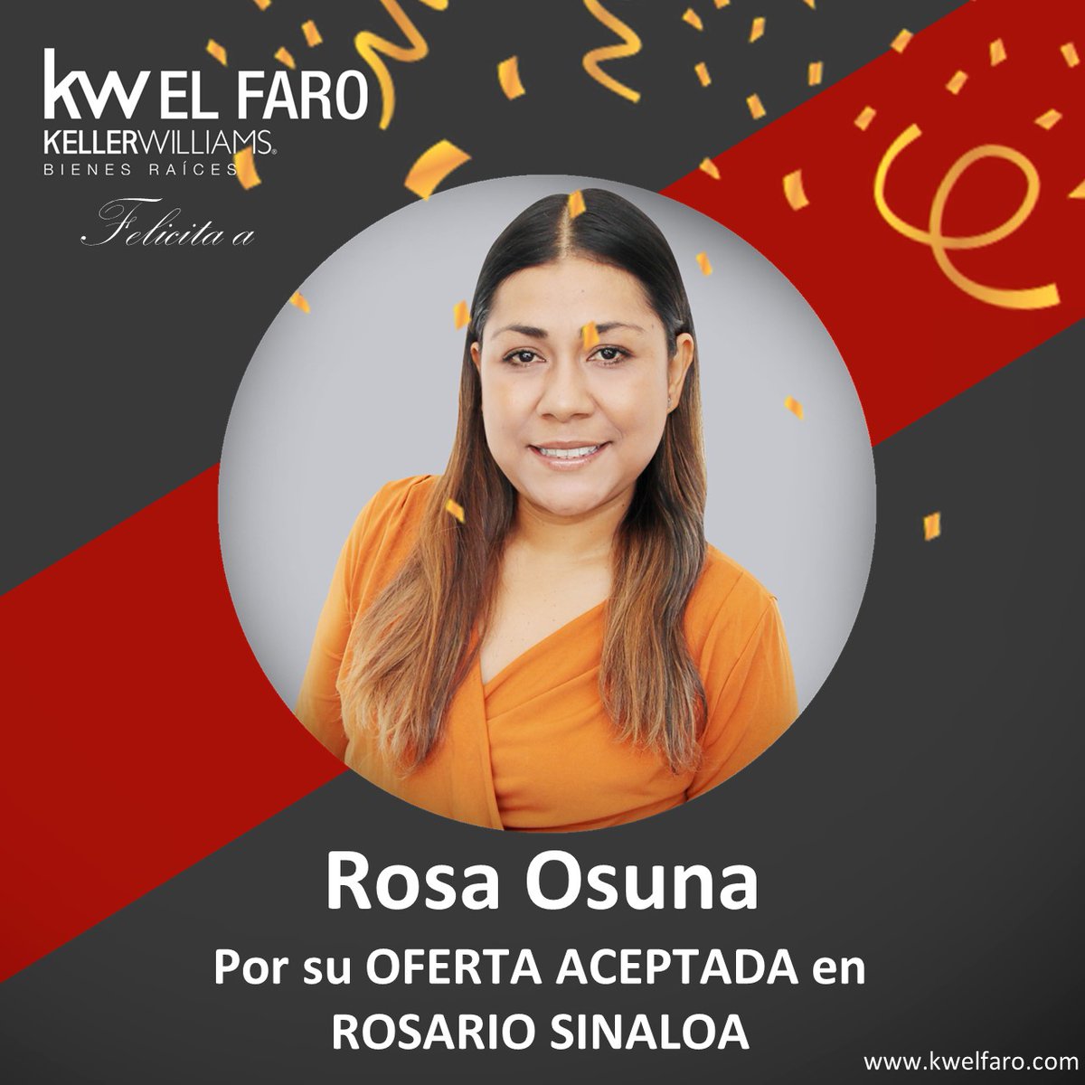 kwelfaro's tweet photo. Felicidades por sus éxitos del día de hoy, Rosa Osuna. ENHORABUENA 
#KW #RealEstate #BienesRaíces https://t.co/dBhNxmbS4o