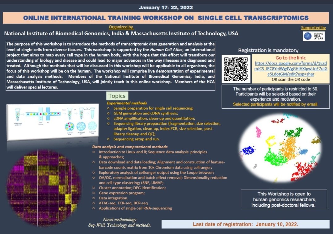 HinaZamir2's tweet photo. What an amazing #workshop it was! 👏😃
Thank you Prof. Majumder for providing us @pmlabpk the opportunity to attend a very informative session on #single #cell #transciptomics.
Kudos to everyone @FollowDbtNibmg and @MIT for sharing their knowledge with the rest of the world 🌎 https://t.co/ulhtVZ7aHW