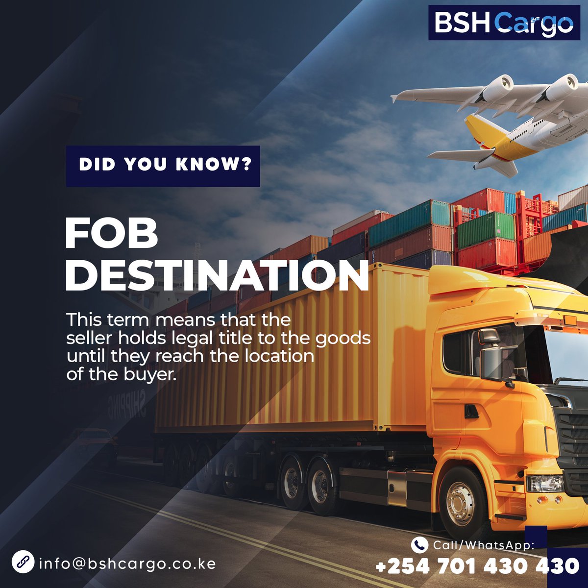 BSHcargo_'s tweet photo. This term means that the seller retains the legal title to the goods until they reach the location of the buyer. 
In this case, the seller pays for the transportation of the freight and any additional freight charges until the goods reach the buyer.
#BSHcargo #logistics  #import https://t.co/h9iaoIJfvW