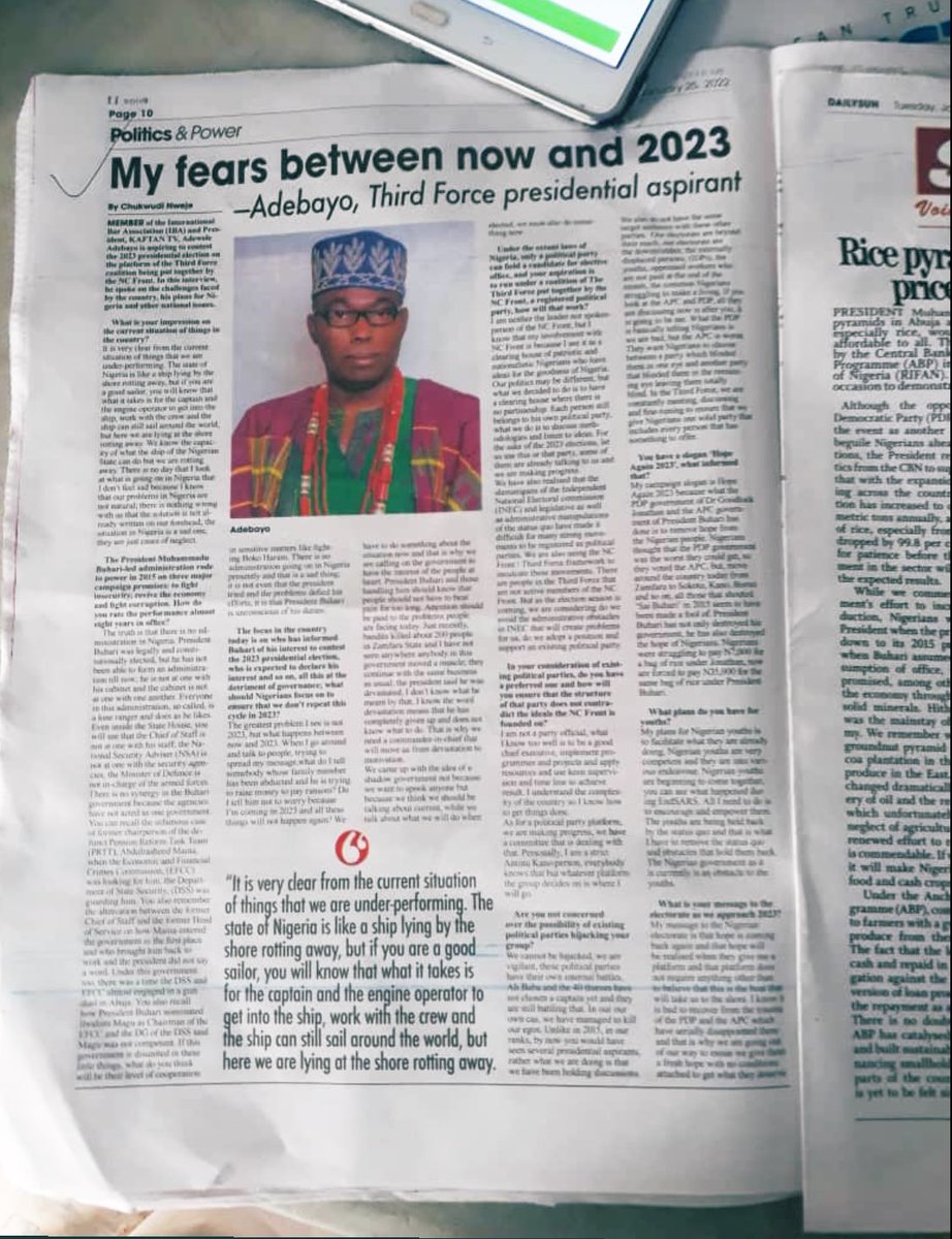 Pres_Adebayo's tweet photo. I was interviewed by Chukwudi Nweje @TheSunNewsdesk on the challenges faced by the country, my plans for Nigeria, and other national issues. 

https://t.co/yD9tpyIbqU https://t.co/NbFNkRNvEV
