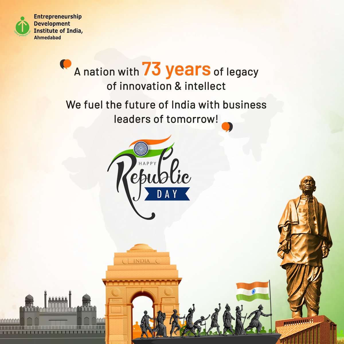 EdiiPgdm's tweet photo. This Republic Day, let's pledge to use our entrepreneurial skills to build a New India.
#EDII #RepublicDay #Business #Startup #Entrepreneur #Gujarat https://t.co/ORE0Rn7QVz