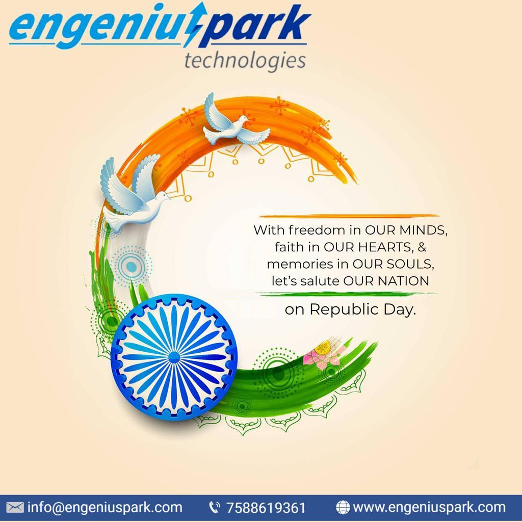 EngeniusPark's tweet photo. The soil of our motherland is enriched by the sacrifices of the thousands who laid their lives for us so that we could celebrate this day.
May we honor their sacrifices by building the India they dreamt of for us.
Happy #RepublicDay 
#happyrepublicday #engeniusparktechnologies https://t.co/uUf9oLvwmv
