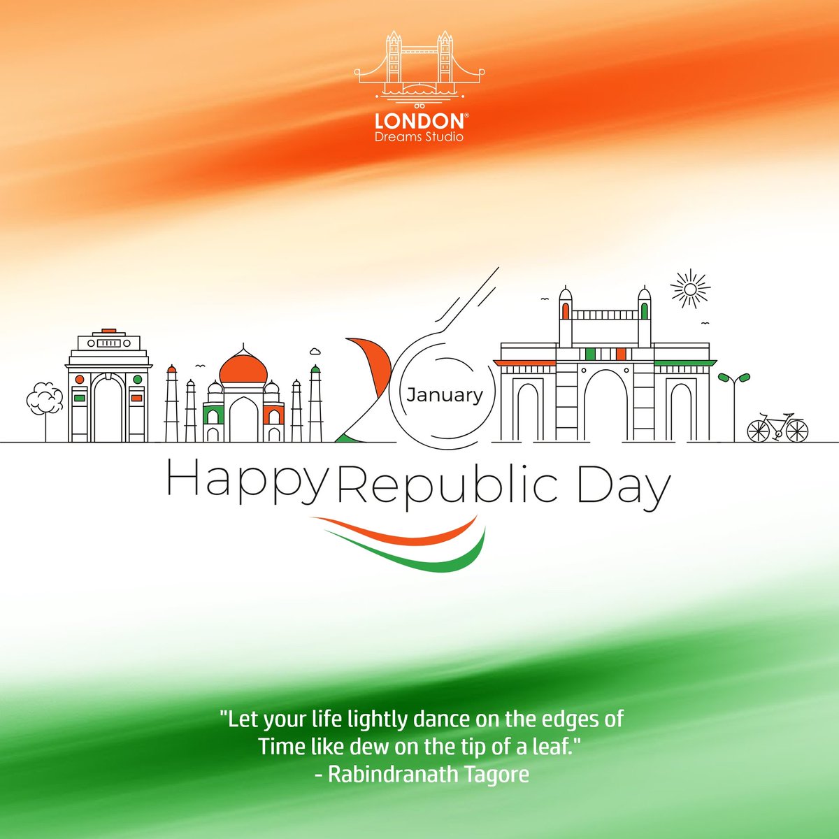 LondonDreamsStd's tweet photo. Happy Republic Day 2022 🇮🇳

"Let your life lightly dance on the edges of Time like dew on the tip of a leaf." -Rabindranath Tagore

#republicday #india #photography #indian #happyrepublicday #photos #photoshop #lightroom #editingapps #snapseed #january #picsart #Manipulations https://t.co/20tG3SXCxr