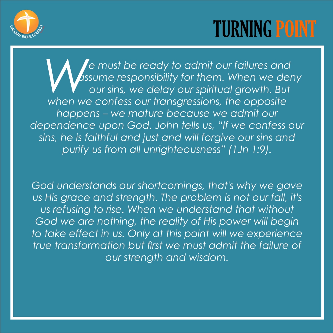 CBCNigeria's tweet photo. TODAY'S TURNING POINT DEVOTIONAL
TOPIC :ADMIT YOUR FAILURE 
TEXT: 1 John 1: 9

#TurningPoint #CBCDailyDevotional #CBCGlobal https://t.co/yyrV8NQHXf