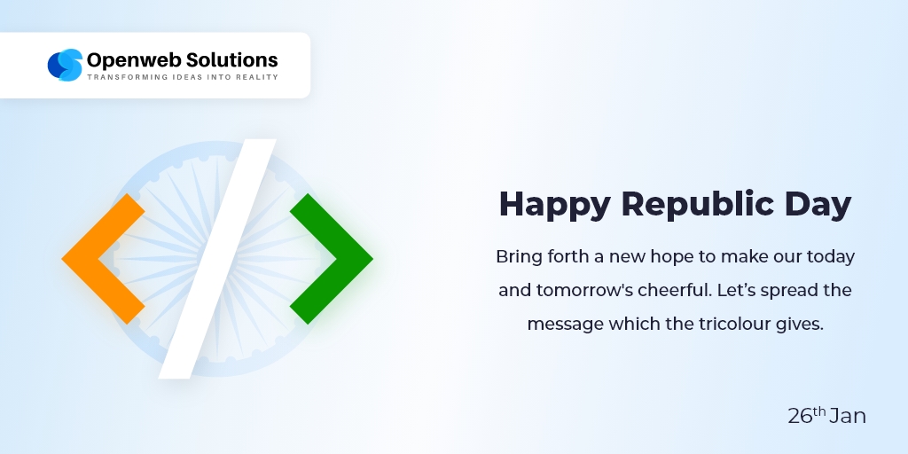 openwebsolution's tweet image. Tiranga, which we unfurl on Republic Day, indicates our freedom. Wish you all a Happy Republic Day!🇮🇳
#Republicday2022 #republicdayindia #IndianConstitution #openwebdiary #openwebsolutions