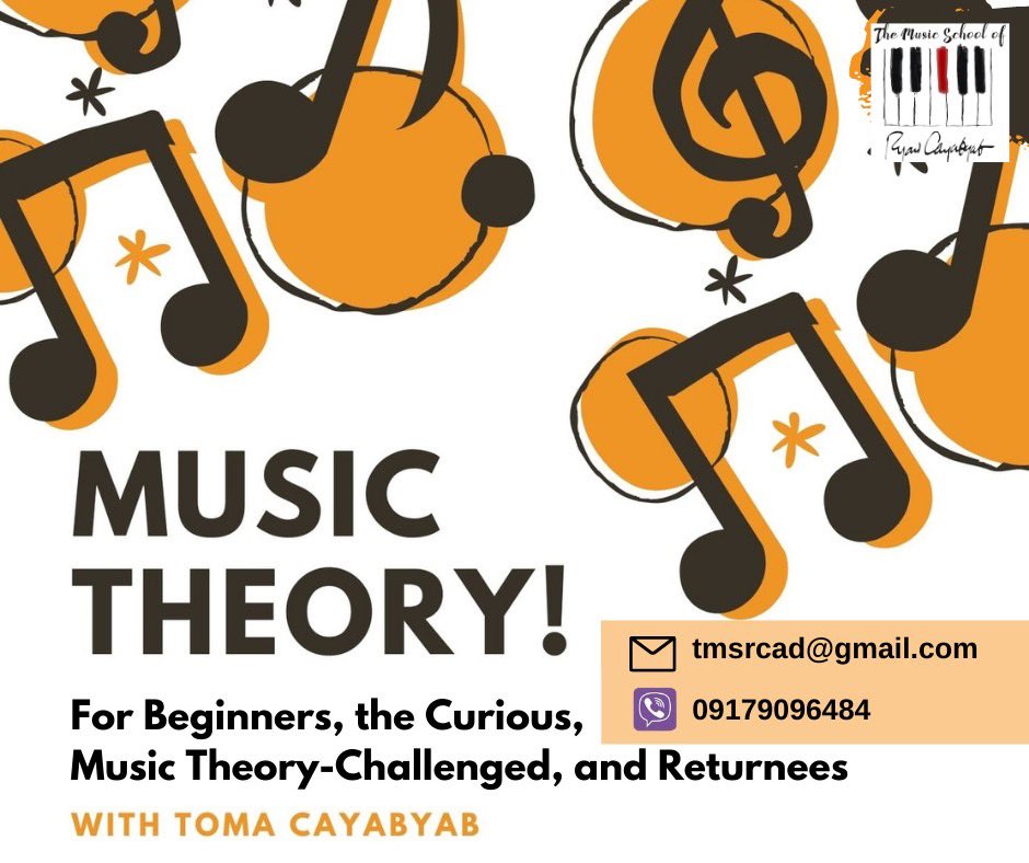 TMSRC's tweet photo. Learn MUSIC THEORY with Toma Cayabyab! 🎶🎵🎶

Expand your musical knowledge by understanding the concepts and methods in creating music. 

For inquiries, email us at tmsrcad@gmail.com or message us in Viber at 09179096484. https://t.co/PeK3vPOPiy