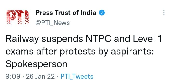 Bhuvi_Meena94's tweet photo. रेलवे NTPC और ग्रुप D की परीक्षाएं  प्रोटेस्ट के कारण ससपेंड कर दी गयी हैं..!!😊👍
#NTPC #GroupD https://t.co/ptp9cdjZiX
